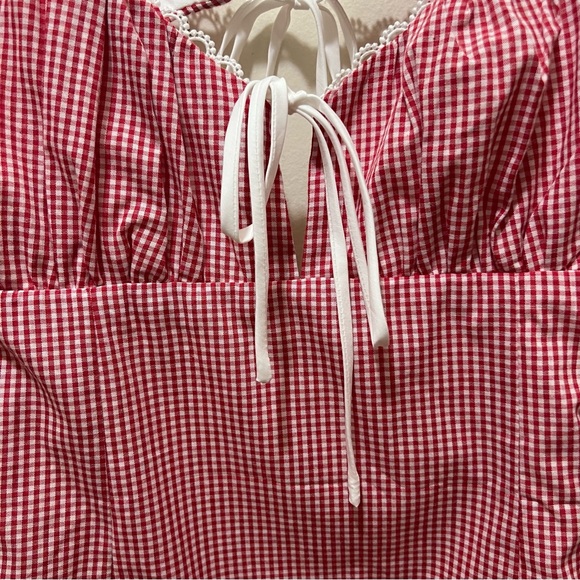 Cotton Candy LA milkmaid gingham mini dress red & white small NWT - Picture 6 of 12